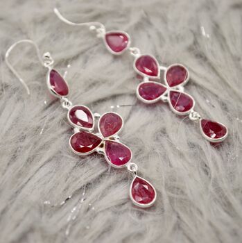 Red Ruby Dangle Earrings, 3 of 8