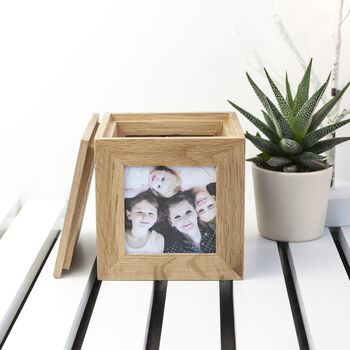 Personalised Wreath Oak Photo Cube, 5 of 11