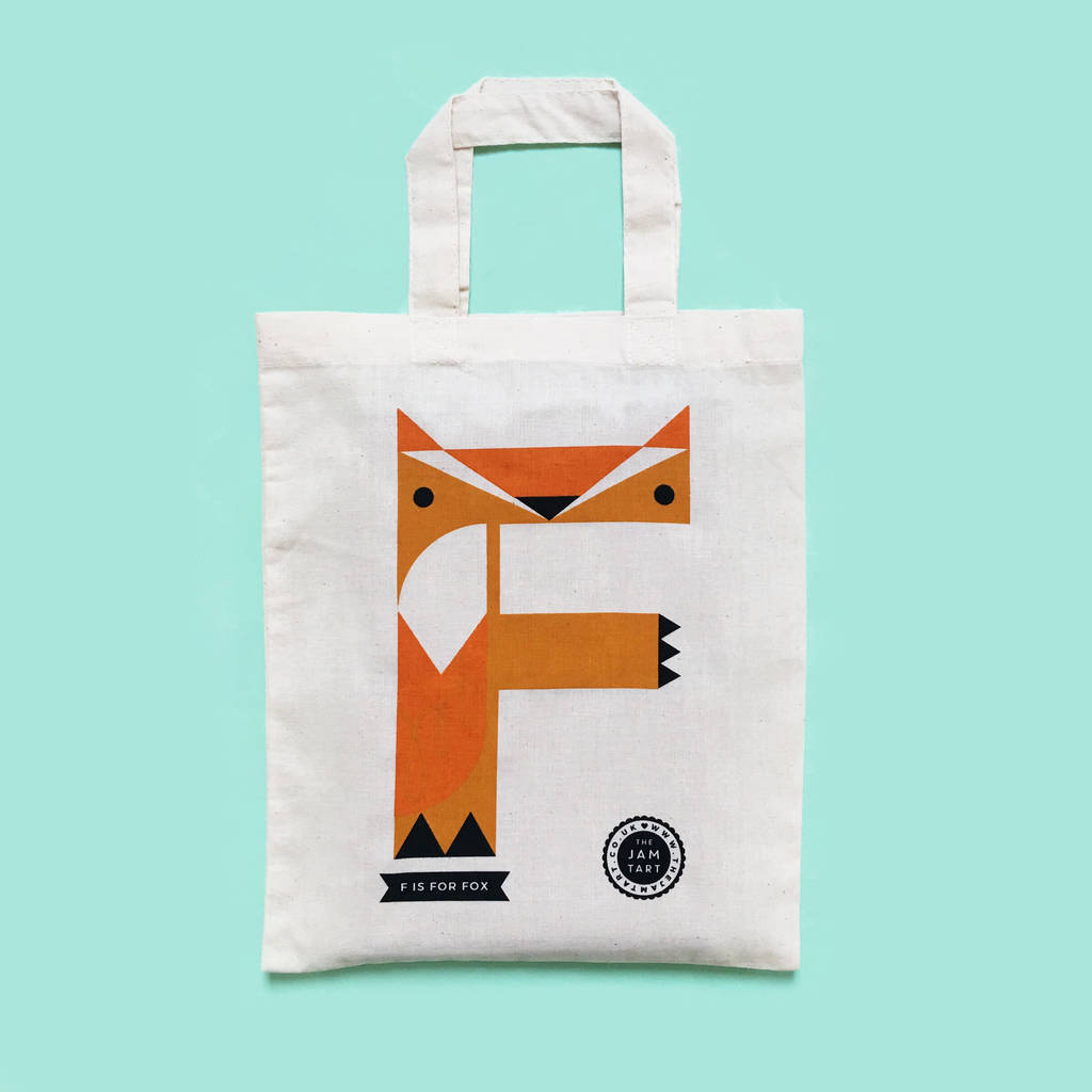 Animal Alphabet F Is For Fox Tote Bag By The Jam Tart