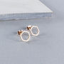 Hexagon Gold Plated Stud Earrings, thumbnail 1 of 4