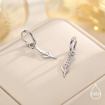 Sterling Silver Lavender Huggie Hoop Earrings, 5 of 11