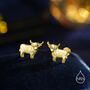 Sterling Silver Small Pair Of Highland Cow Internally Threaded Flat Back Earrings, thumbnail 4 of 10