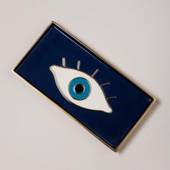 Evil Eye Aluminium Trinket Tray In Blue, 2 of 5