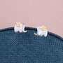 Sterling Silver Flower Elephant Earrings, thumbnail 4 of 4