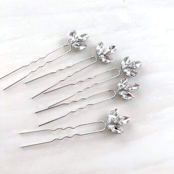 Set Of Five Clear Crystal Hair Pins, 3 of 3
