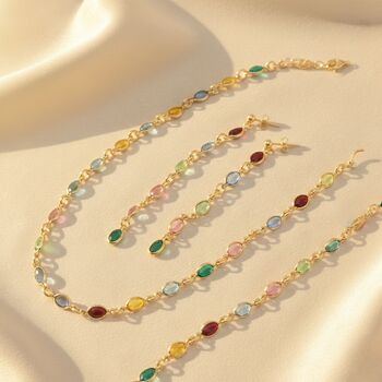Luxury Gold Plated Multi Colour Gemstone Crystal Necklace, 4 of 5