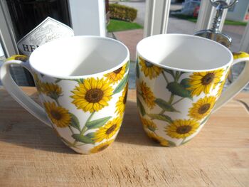 Set Of Four China Aspen Mugs In Sunflower Design, 6 of 12