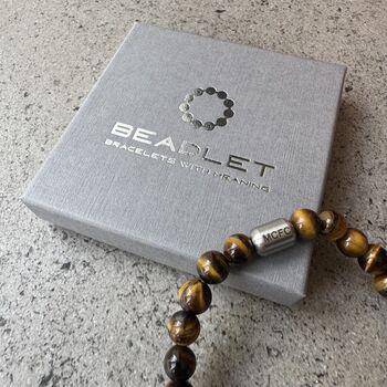 Men's Manchester City Football Fan Tiger's Eye Bracelet, 6 of 6