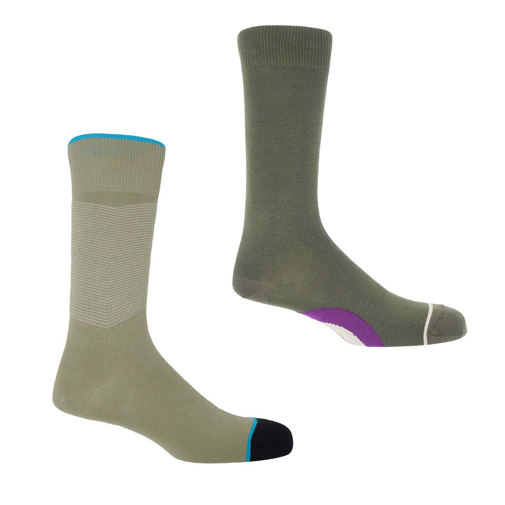 Big Target Olive And Chevron Quartz Men's Socks Bundle, 1 of 3