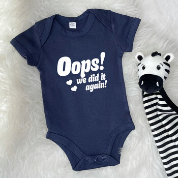 Oops We Did It Again! 2nd Baby Announcement Babygrow, 2 of 7