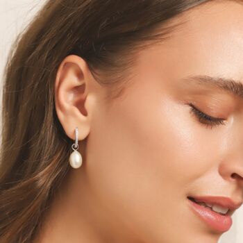 Pearl Hoop Drop Earrings With Removable Pearls In Sterling Silver And Gold, 5 of 12