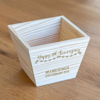 Personalised 5th Anniversary Wood Gift Planter, 4 of 4