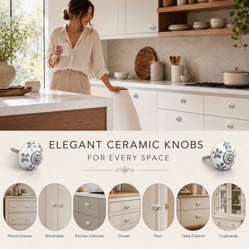 Round Shaped Misty Bloom Ceramic Drawer Knob, 7 of 9
