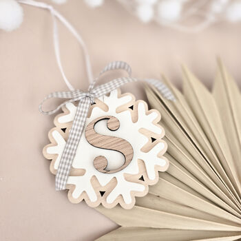 Personalised Initial Snowflake Ornament Or Stocking Tag, 3 of 7