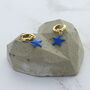Blue Star Enamel Huggie Hoop Earrings, thumbnail 2 of 3