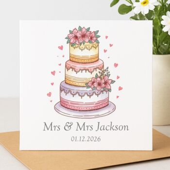Personalised Wedding Cake Illustration Card, 2 of 2