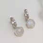 The Hexagon Moonstone Silver Gemstone Earrings, thumbnail 1 of 6