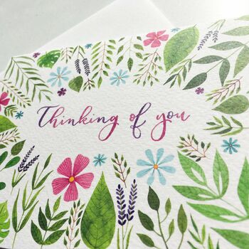 'Thinking Of You' Floral Watercolour Card, 3 of 3