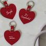 Personalised Red Heart Leather Keyring Made In England, thumbnail 1 of 2