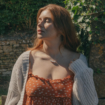 Gold Tone Five Howlite Crystal Ball Necklace, 3 of 5