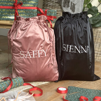 Pink Personalised Velvet Christmas Sack, 3 of 3