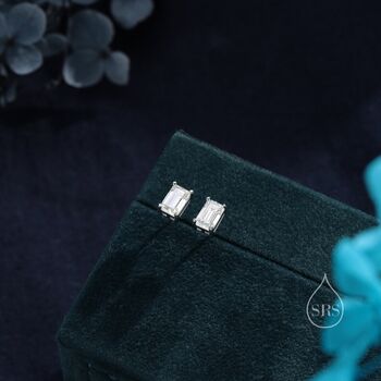 0.8 Ct Emerald Cut Moissanite Diamond Stud Earrings, 5 of 10