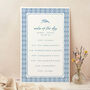 Blue Tile Mediterranean Wedding Order Of The Day Sign, thumbnail 1 of 3