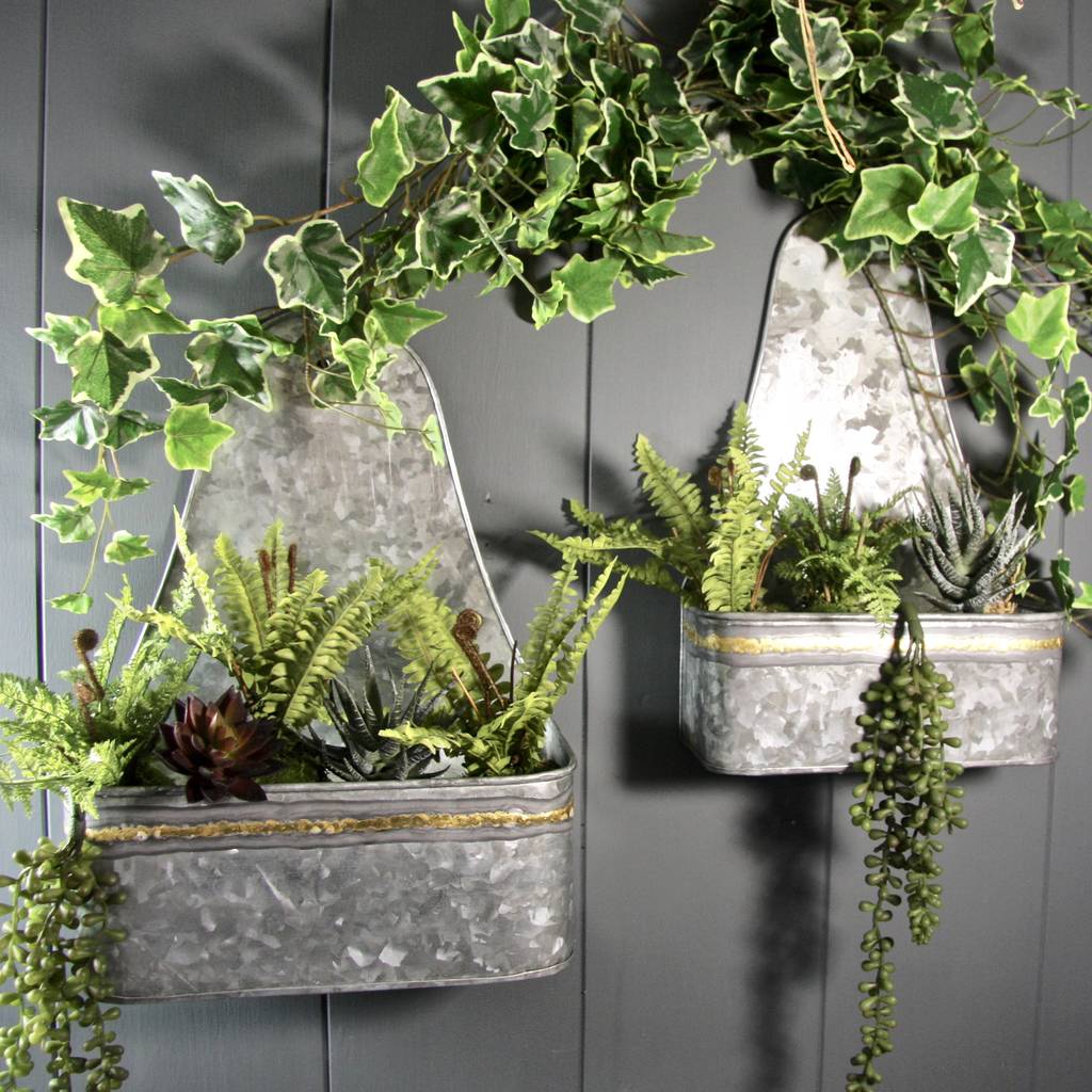 large zinc hanging planter by london garden trading