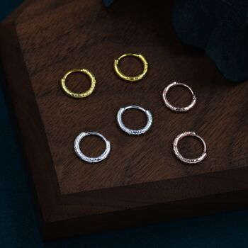 Sterling Silver Crumbled Foil Effect Hoop Earrings, 2 of 12