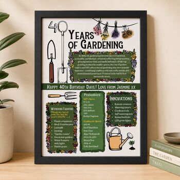 40th Birthday Gift For Gardeners Personalised Print, 4 of 9
