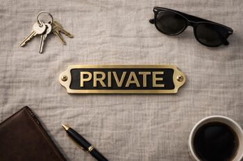 Brass Private Door Sign Plaque With Black Finish, 9 of 9