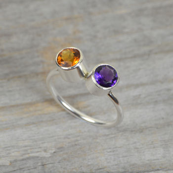Amethyst And Citrine Friendship Ring, 2 of 5