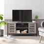 Industrial Tv Stand With Louvered Doors And Storage, thumbnail 1 of 9