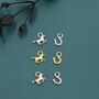 Mismatched Horse And Horseshoe Huggie Hoops In Sterling Silver, thumbnail 5 of 10