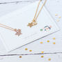 Christmas Sterling Silver Gold Plated Two Star Necklace, thumbnail 4 of 10
