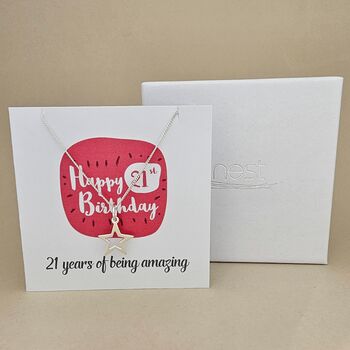 Boxed 21st Birthday Star Necklace Card, 2 of 3