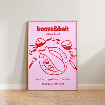 Booze And Bait Social Club Food Illustration Print, 5 of 10