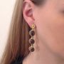 Smoky Topaz Earrings Gold Three Circular, thumbnail 1 of 3