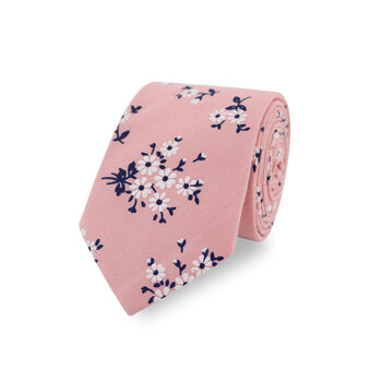 Wedding Handmade 100% Cotton Floral Print Tie In Pink, 6 of 6