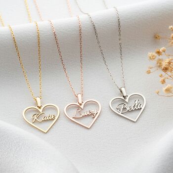 Heart Outline Necklace With Name, 3 of 9