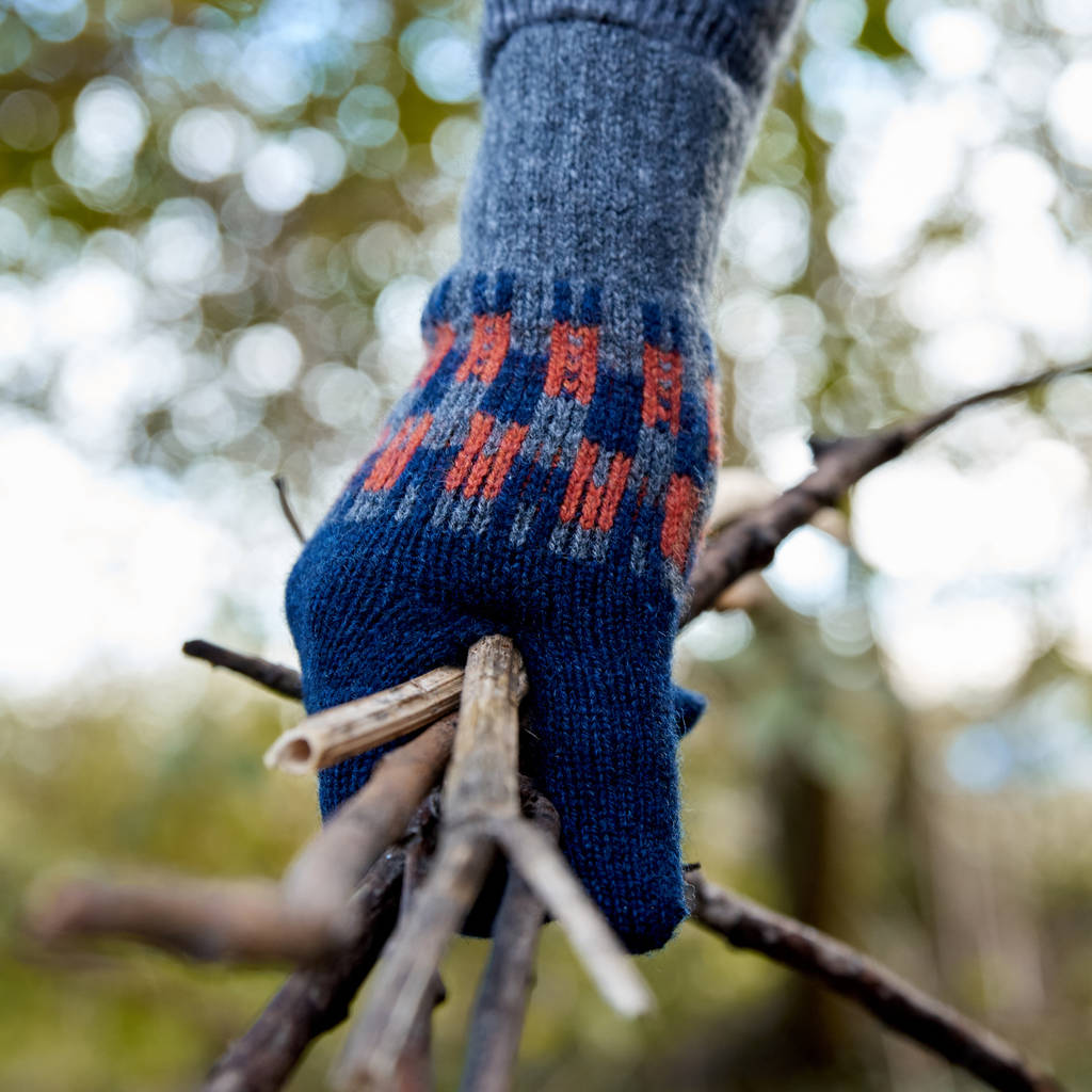 men's knitted lambswool gloves three colours by rose b. brown