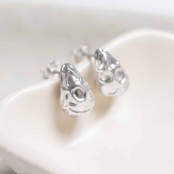 Sterling Silver Molten Drop Studs, 3 of 5