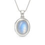 Personalised Sterling Silver Rainbow Moonstone Gemstone Locket Necklace, thumbnail 3 of 9