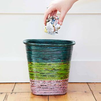 Colourful Recycled Newspaper Waste Paper Basket, 4 of 11