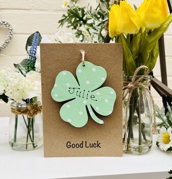 Personalised Good Luck Card Four Leaf Clover Keepsake, 9 of 9