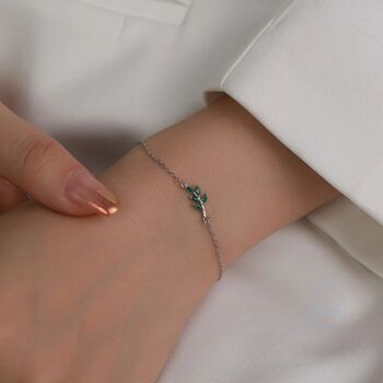 Emerald Green Or Clear Cz Crystal Leaf Bracelet, 8 of 12