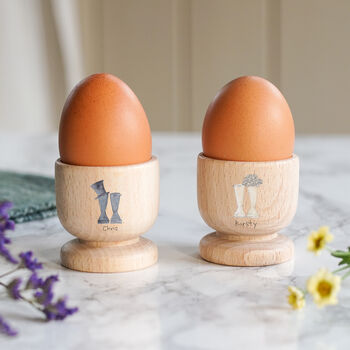 Personalised Wedding Welly Boot Ceramic Egg Cups, 4 of 4