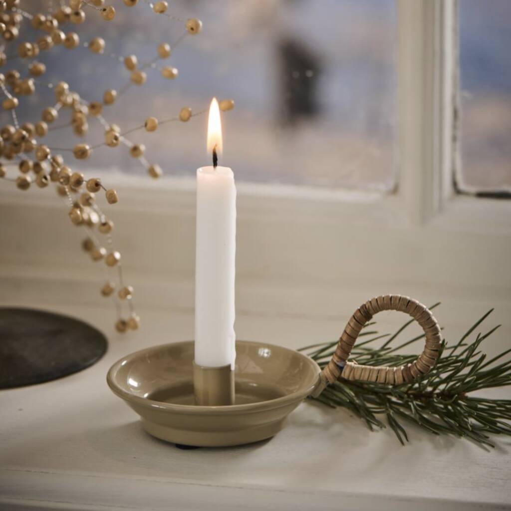 Pack Of Ten White Tapered Slim Candles, 1 of 3