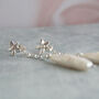 Starflower And Pearl Drop Earrings In Silver, thumbnail 3 of 3