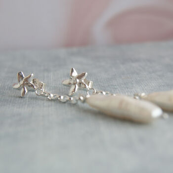 Starflower And Pearl Drop Earrings In Silver, 3 of 3
